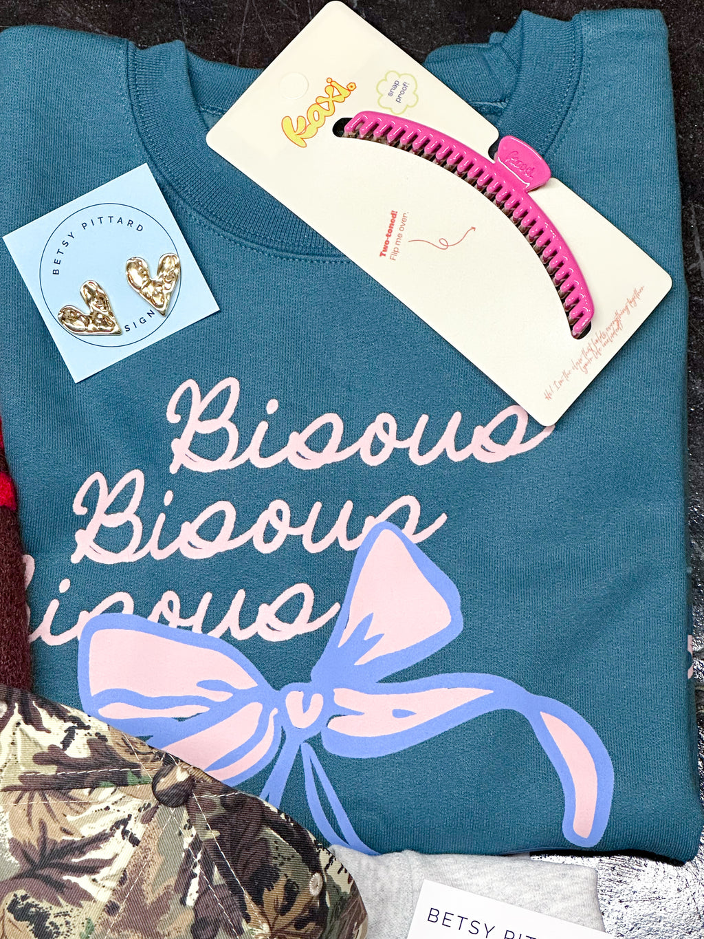 'Bisous Bisous' Cherries Boxy Cotton Sweatshirt