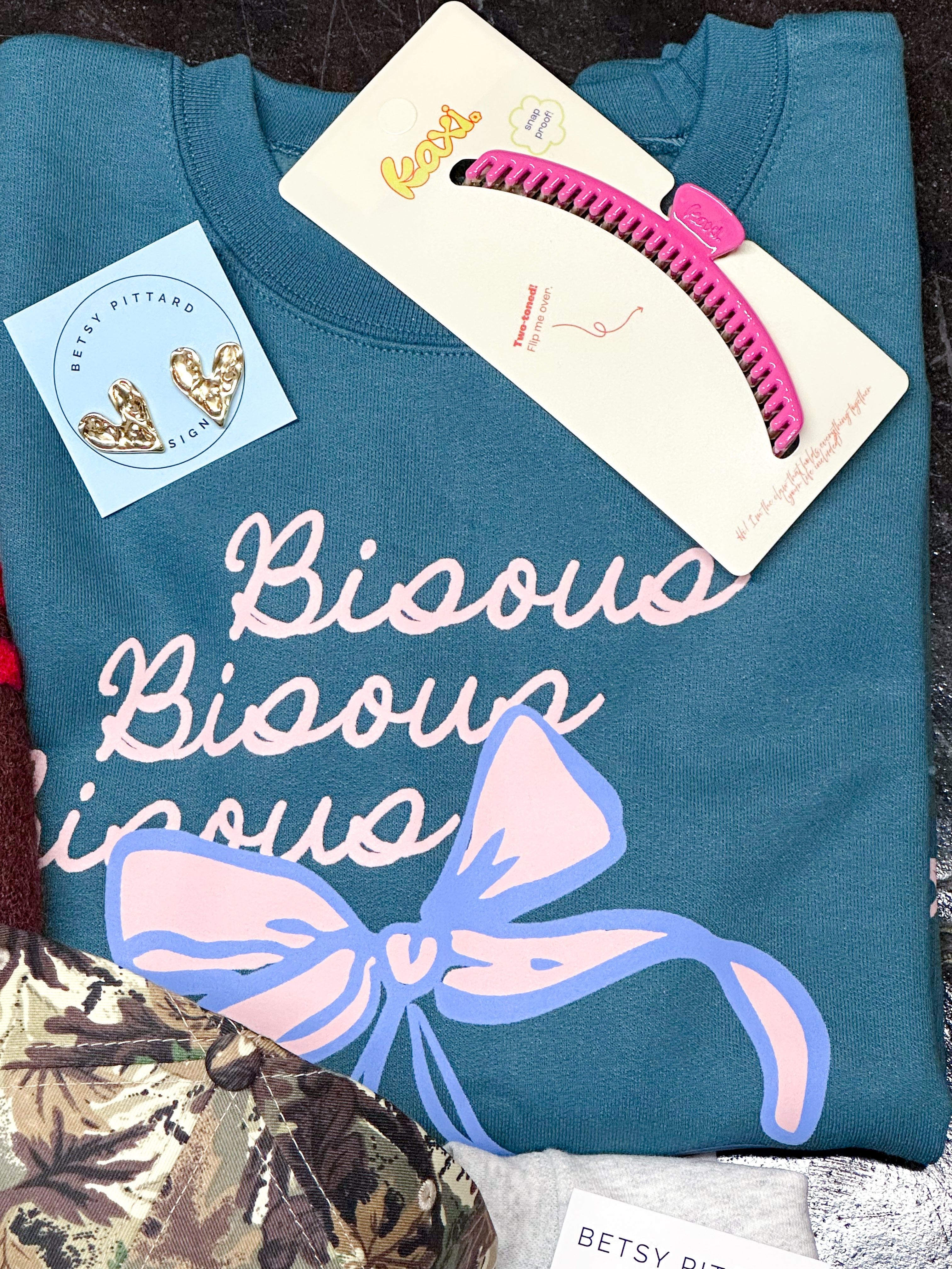 'Bisous Bisous' Cherries Boxy Cotton Sweatshirt
