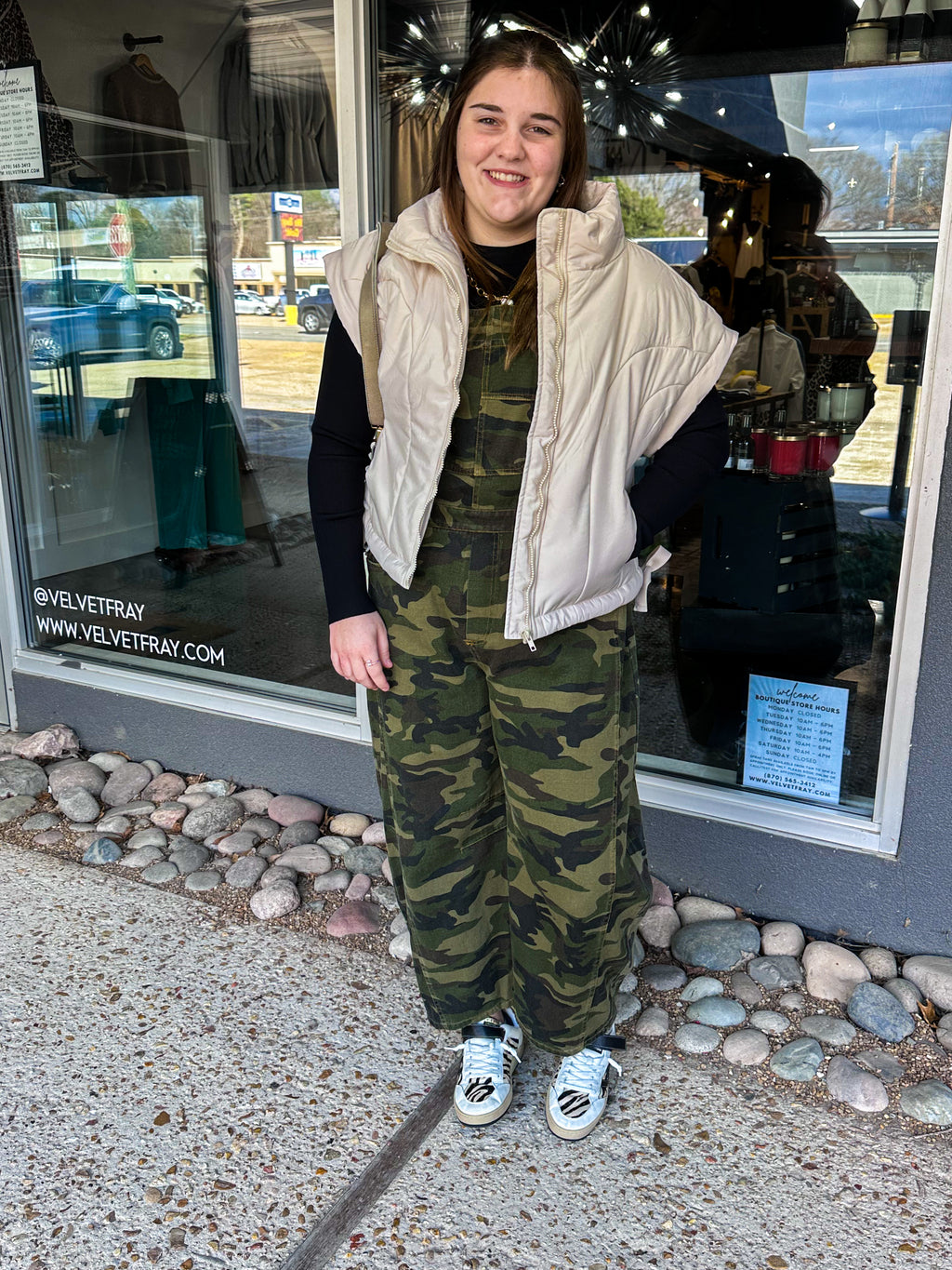 Camo Denim Barrel Overall Jumpsuit