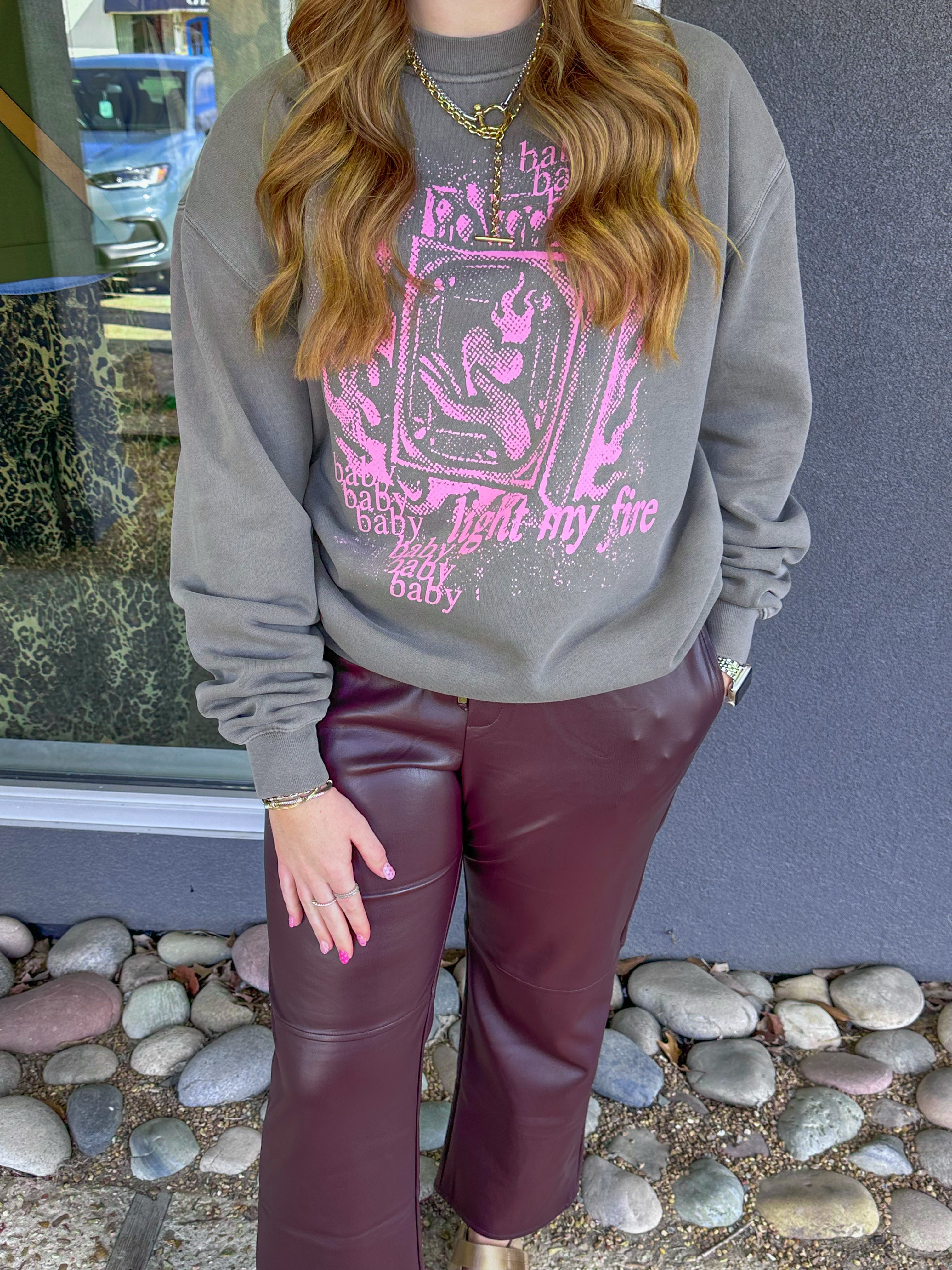 'Baby Light My Fire' Vintage Relaxed Sweatshirt