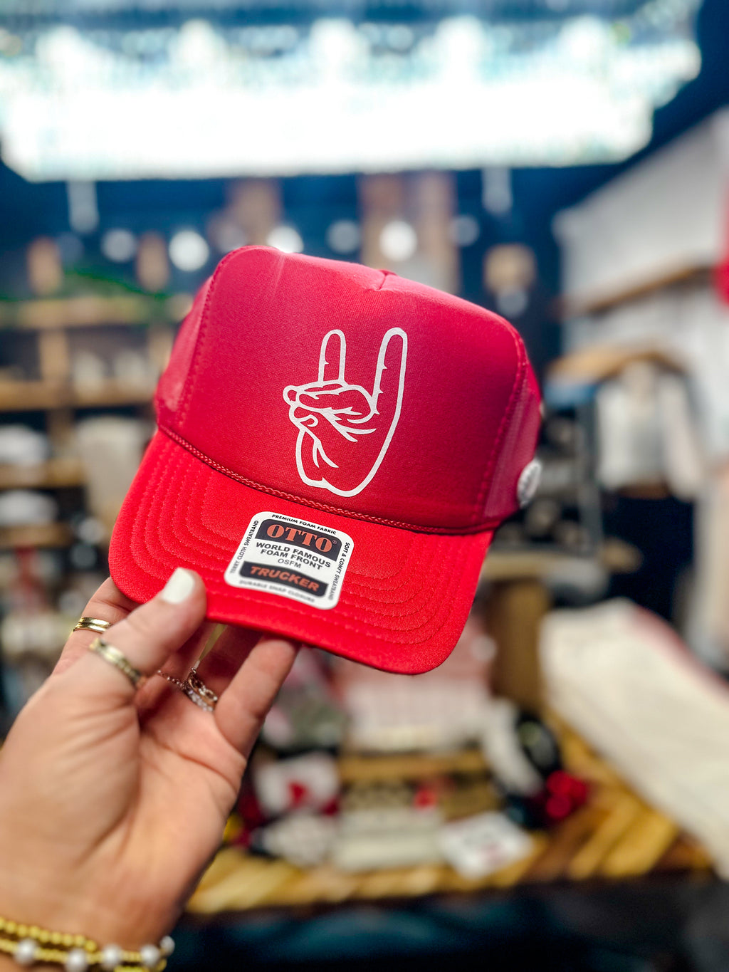 Wolves Up Foam Trucker in Red