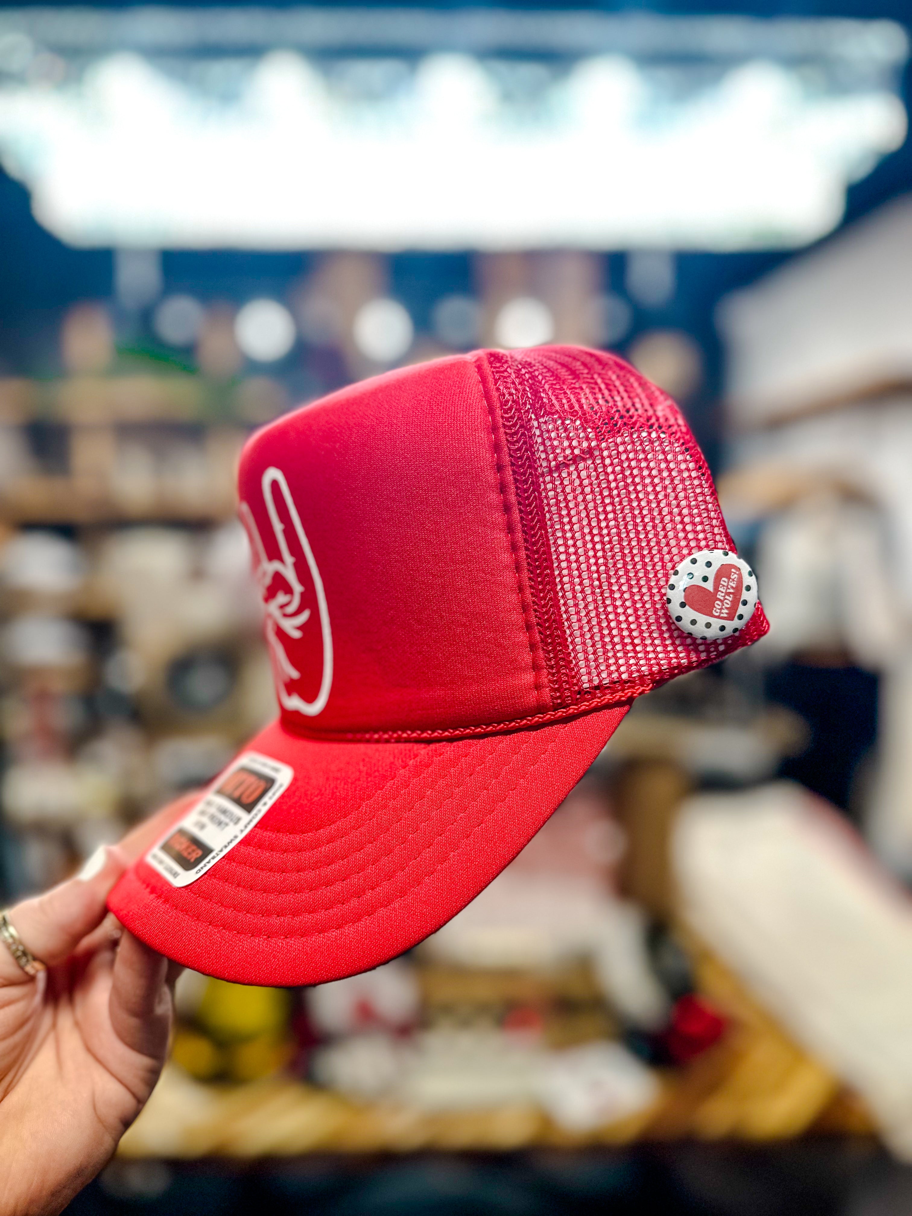 Wolves Up Foam Trucker in Red