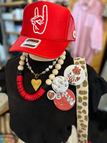 Game Day Buttons - Medium Heart (2.25")