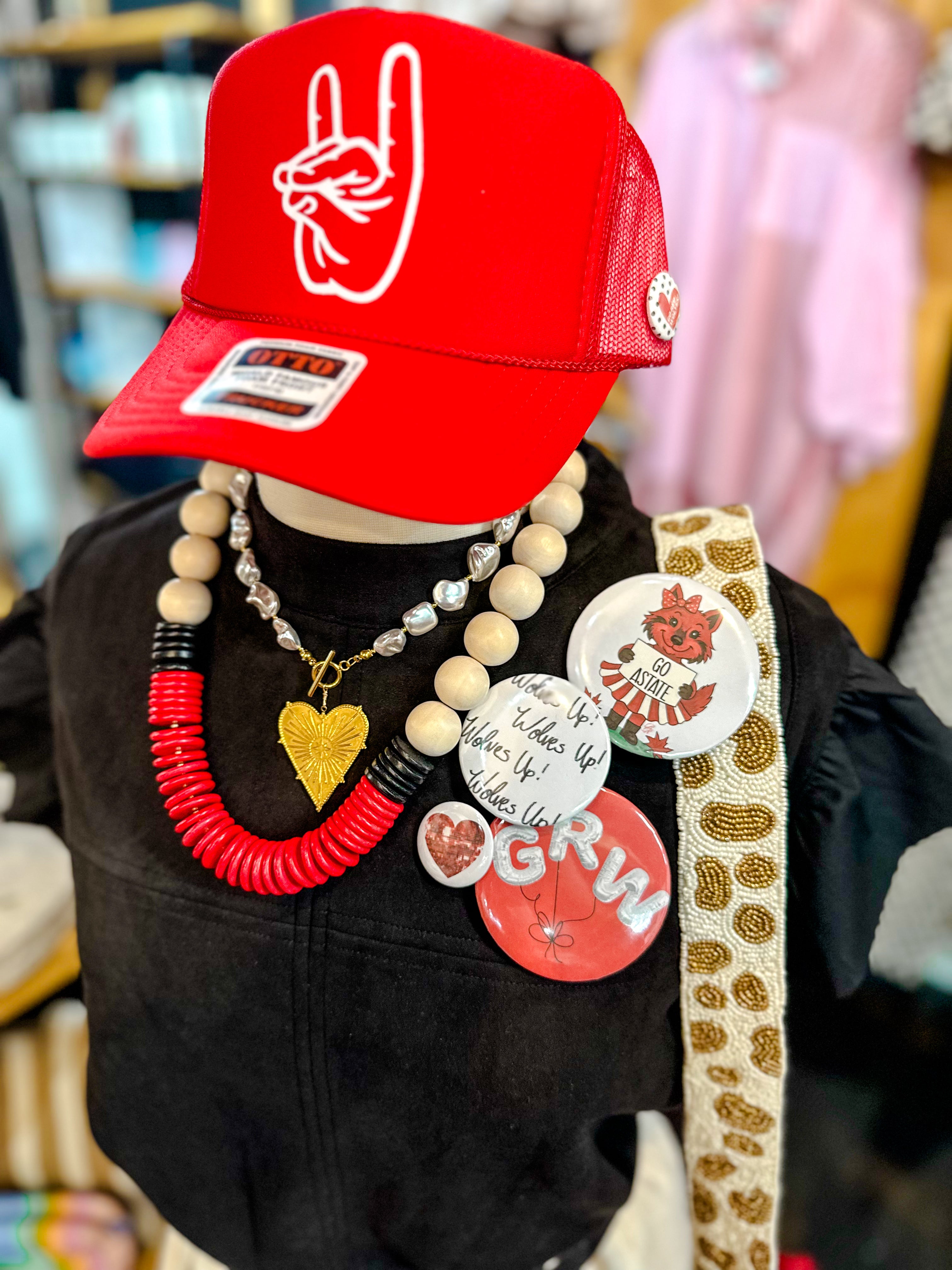 Wolves Up Foam Trucker in Red