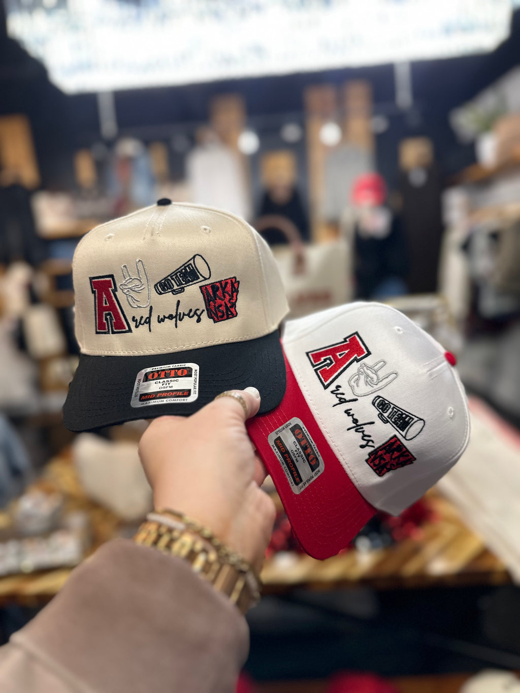 Embroidered Red Wolves Hat