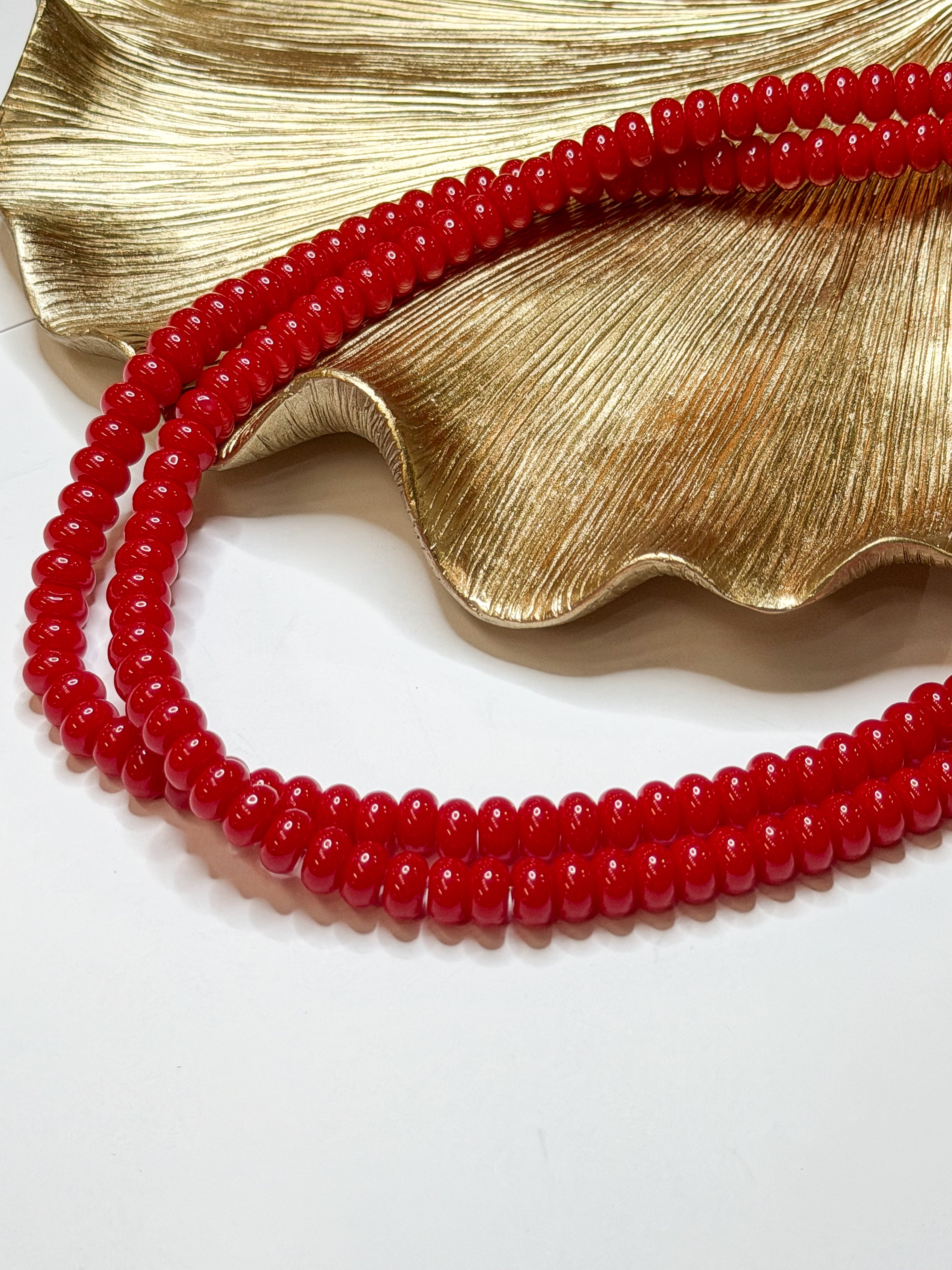 Bright Red | Hand Beaded Necklace