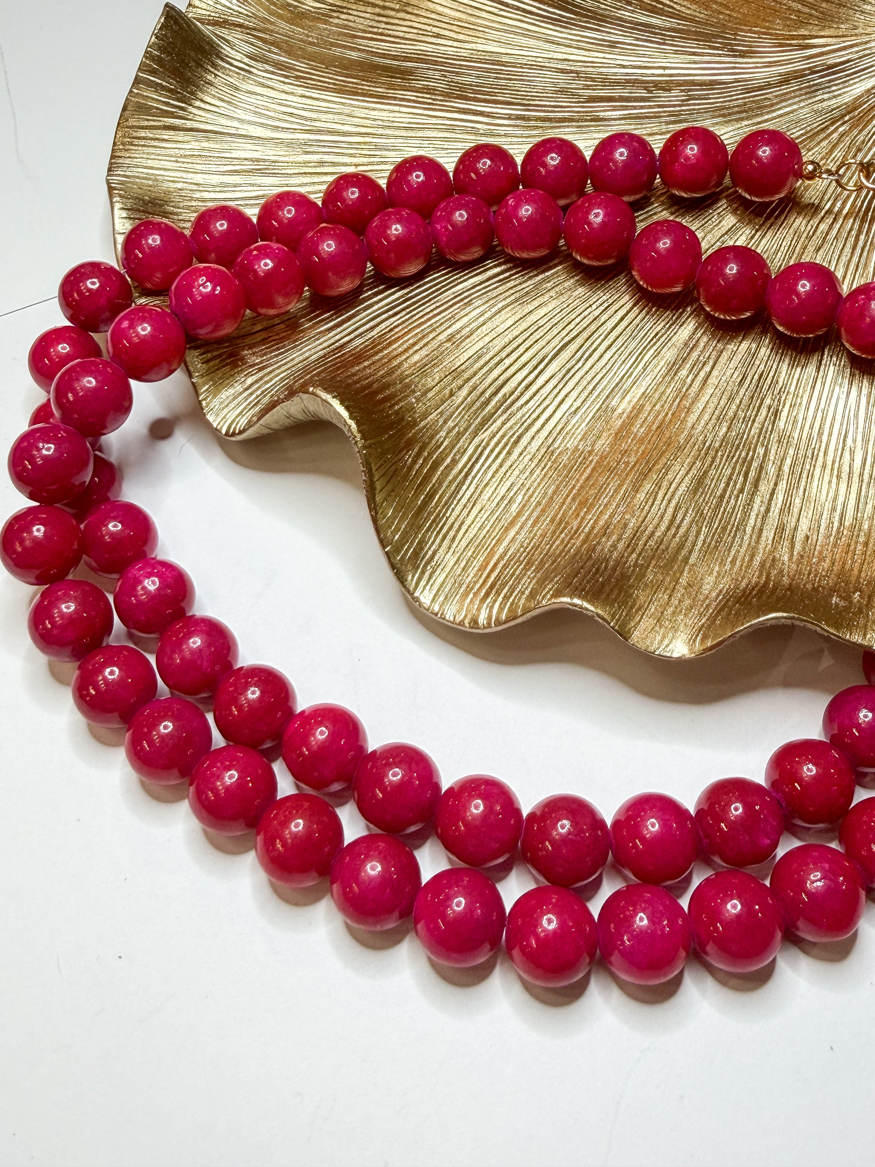 Chunky Raspberry | Hand Beaded Necklace