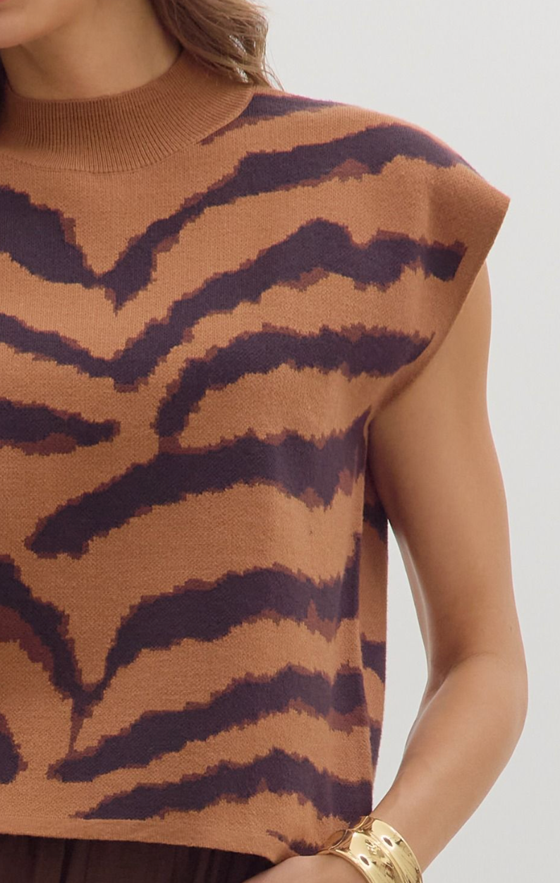 Mock Neck Sleeveless Sweater