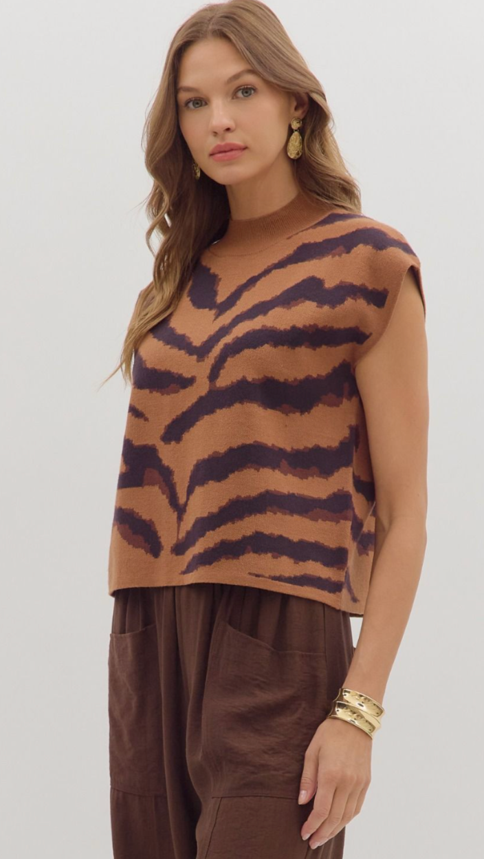 Mock Neck Sleeveless Sweater