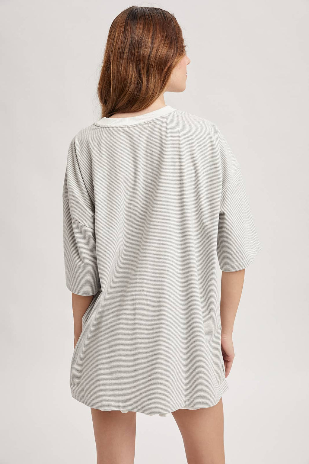 Oversized Striped Short-Sleeve Shirt
