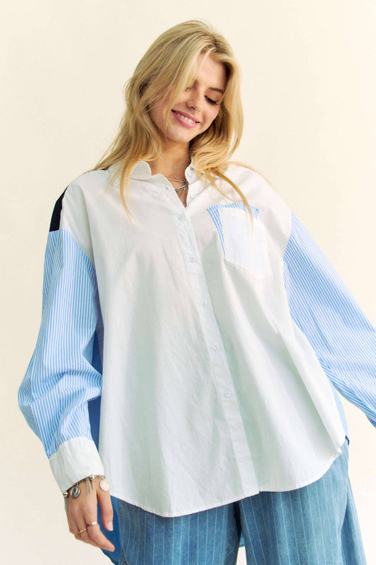 Abstract Stripe Button Down Shirt