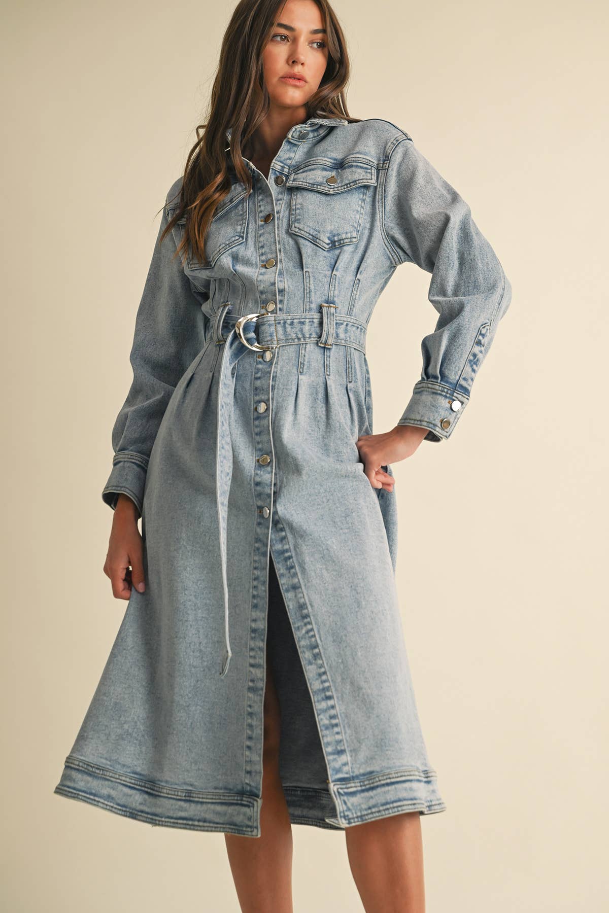 Long Sleeve Denim Shirt Dress
