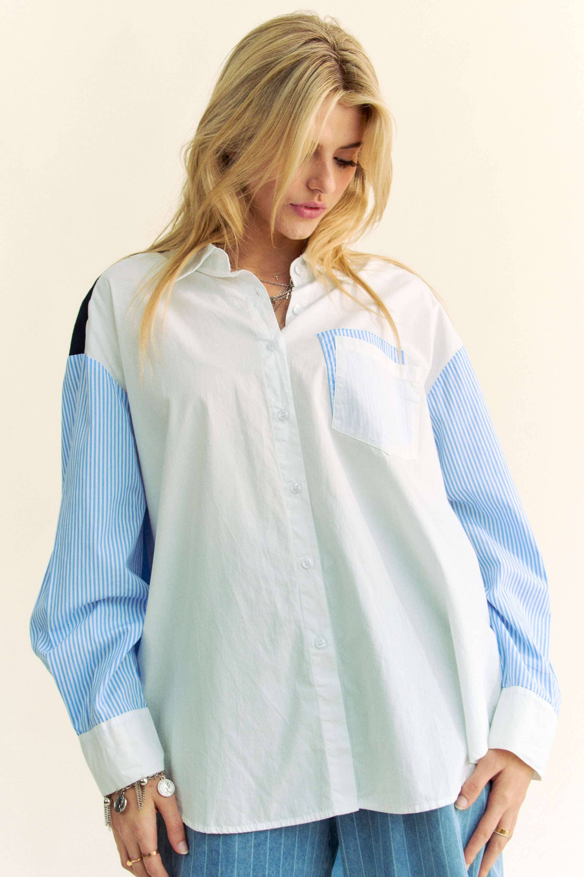 Abstract Stripe Button Down Shirt