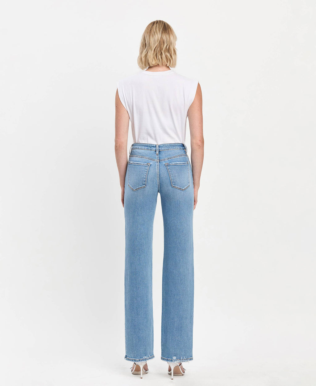 High Rise Full Length Slim Wide Jeans
