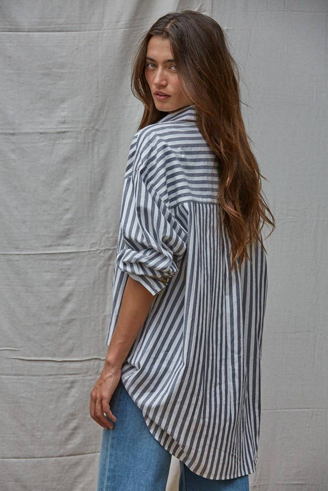 Cotton Striped Oversized Shirt