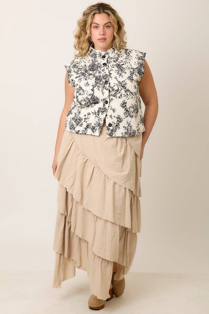 Floral Button Up Vest Shirt
