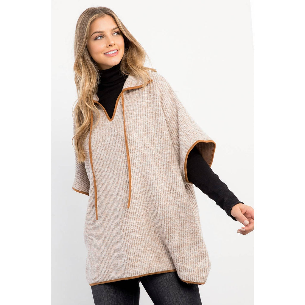 Sleeveless Collared Poncho