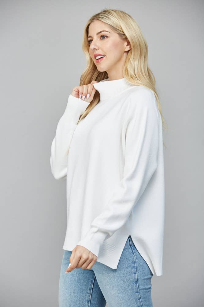 White Mock Neck Sweater
