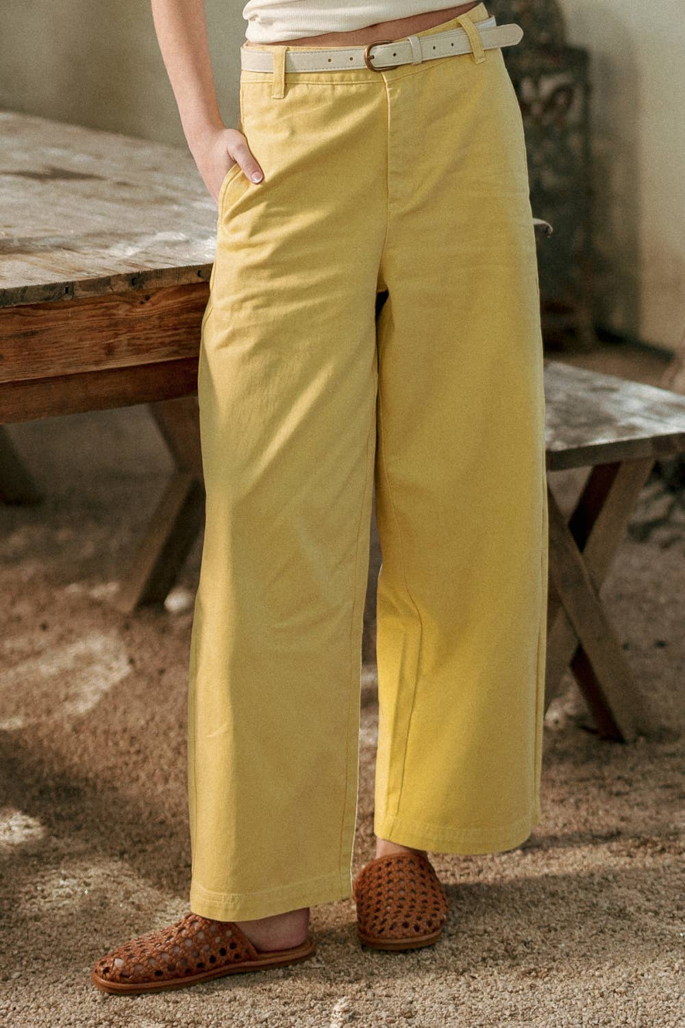 Lemon Cotton Barrel Pants