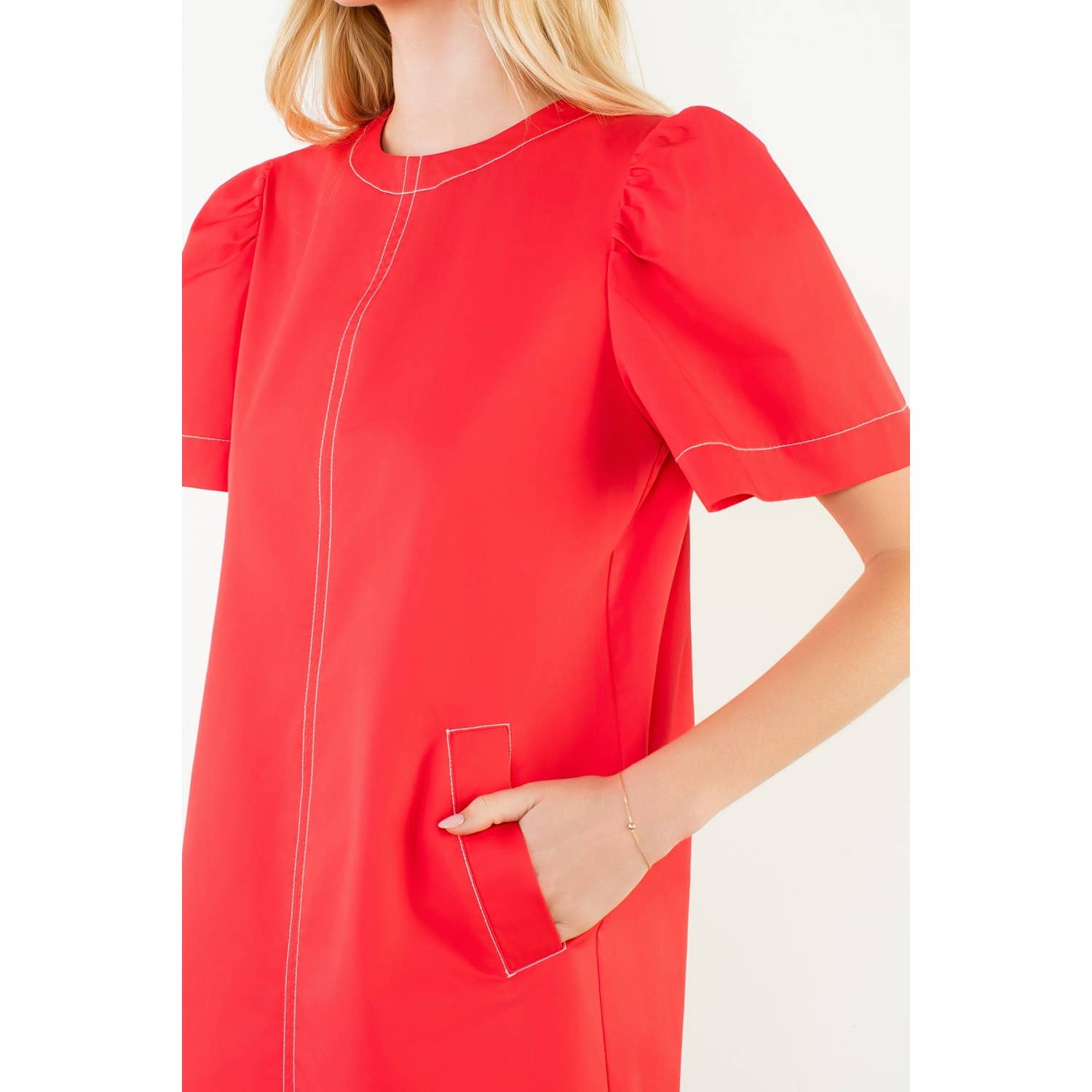Short Sleeve Contrast Stitch Dress