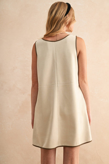 V-Neck Suede Shift Dress