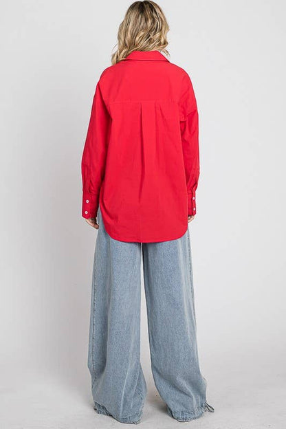Red Button Down
