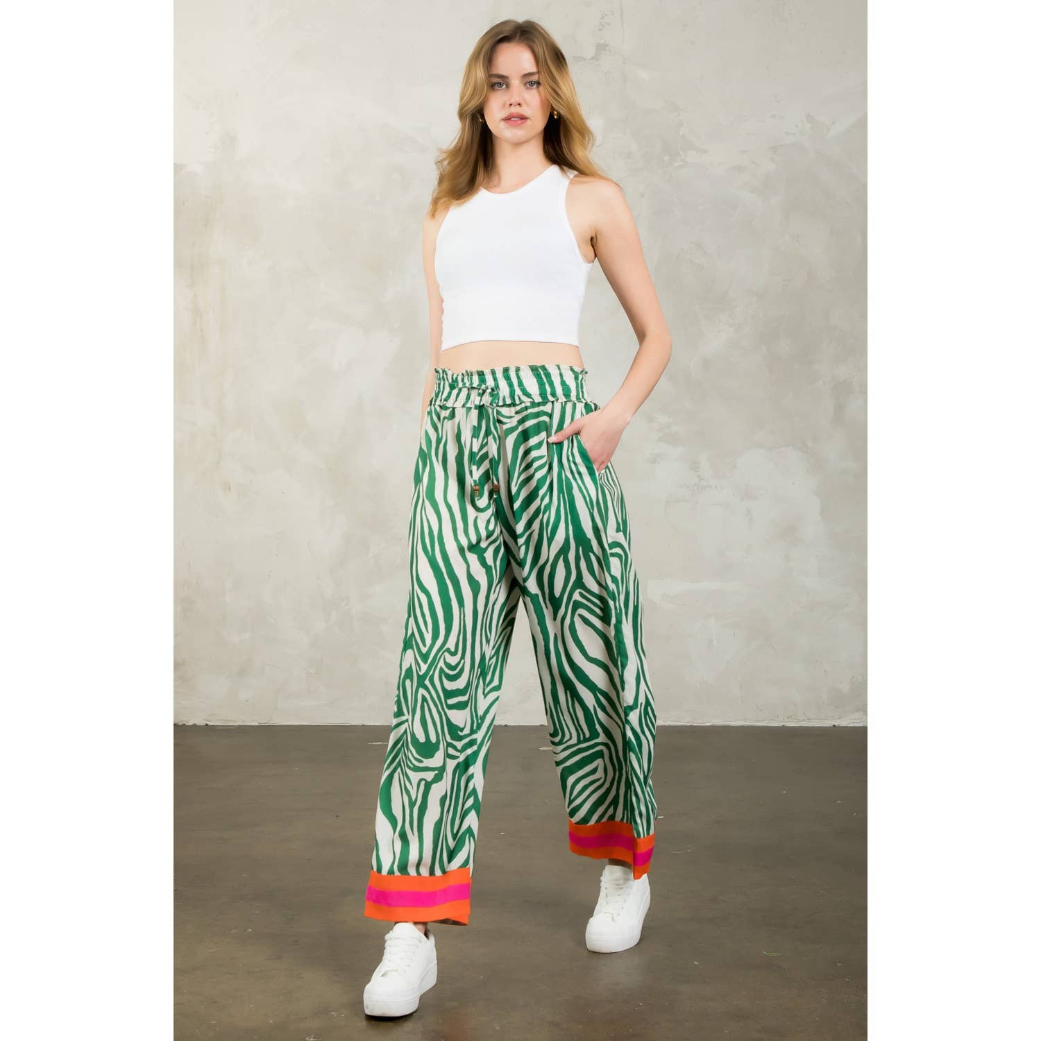 Zebra Print Wide Leg Pants