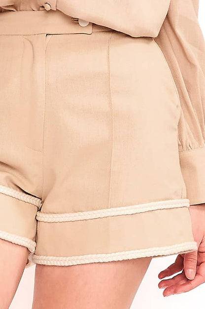 Chic Linen Braided Hem Shorts