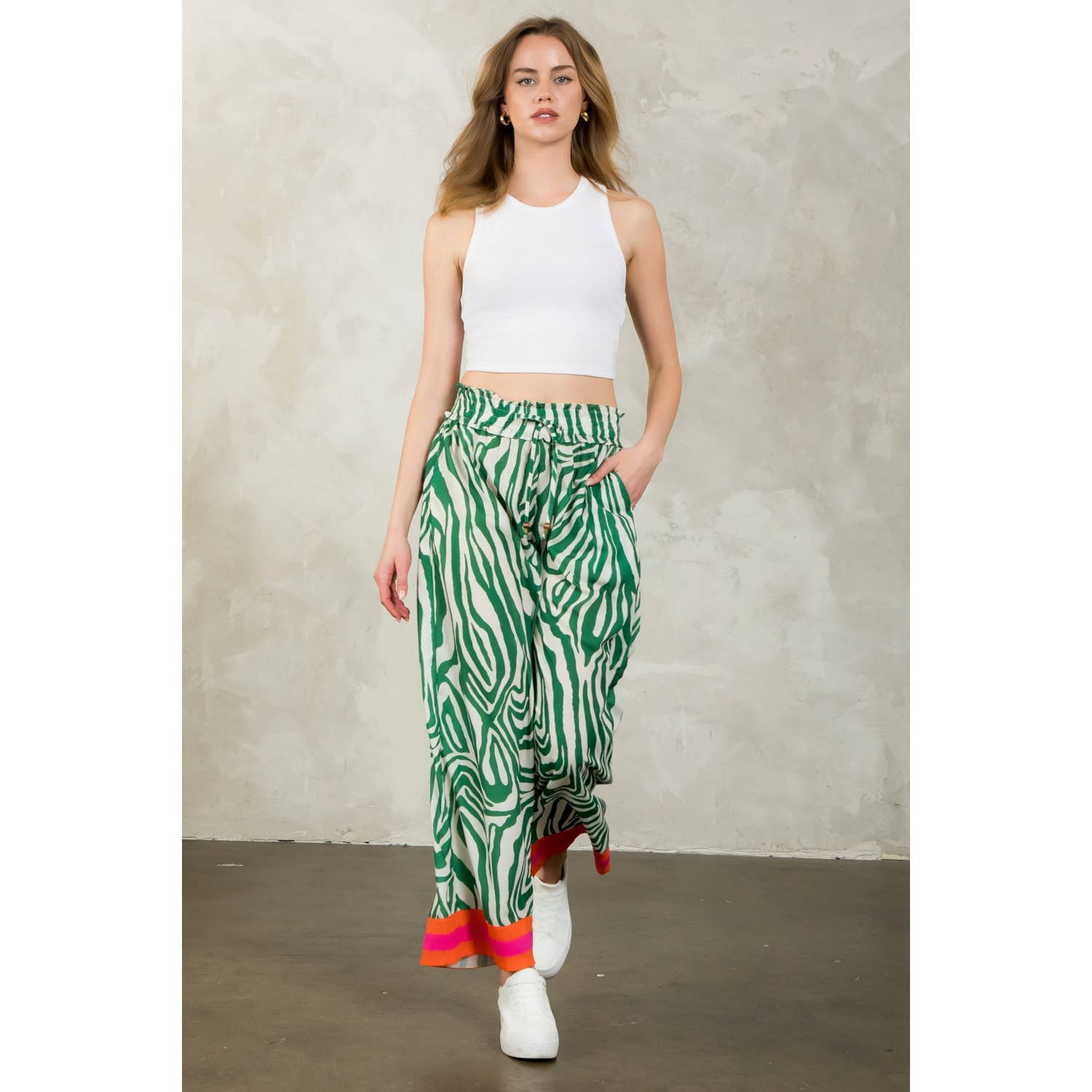 Zebra Print Wide Leg Pants