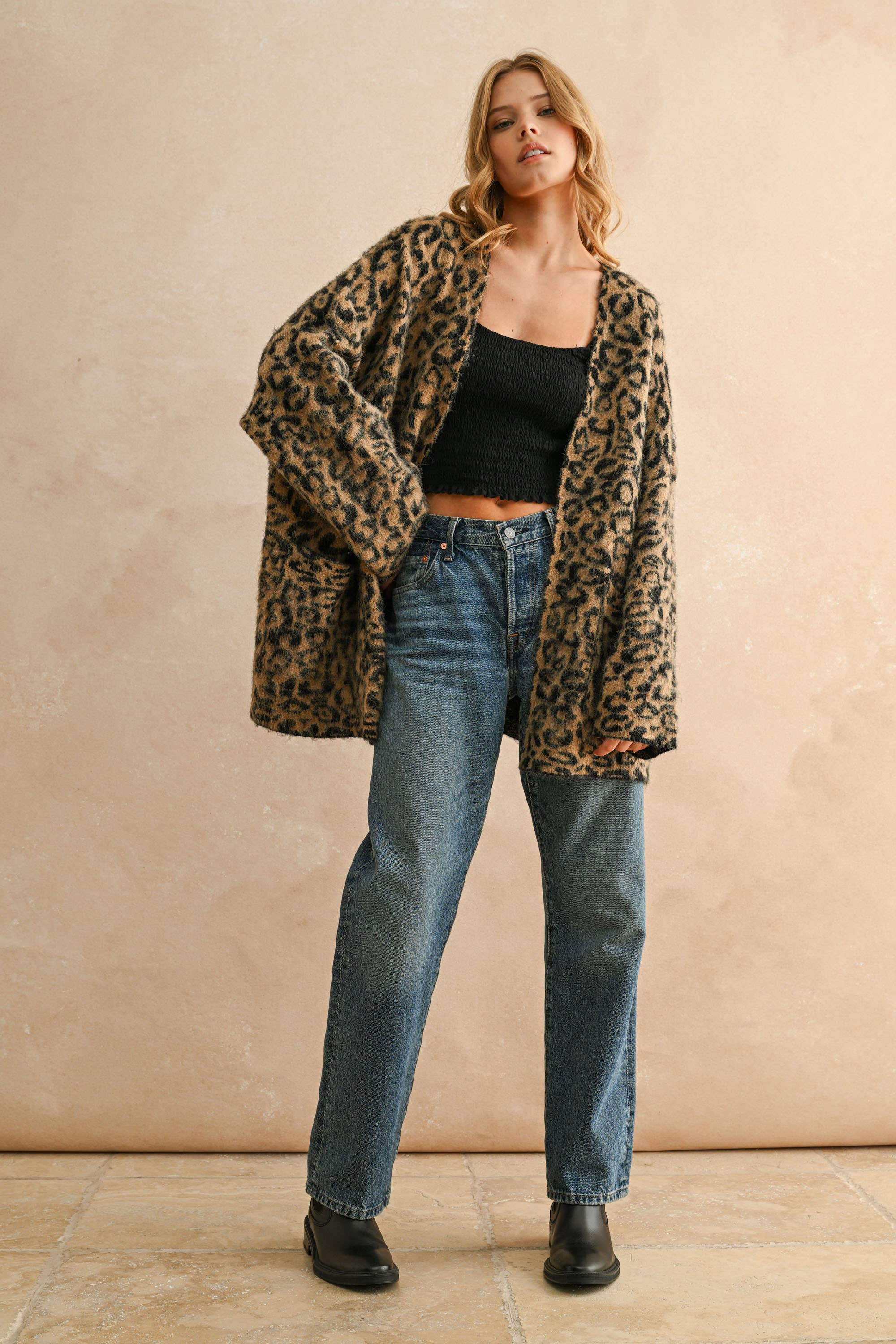 Oversized Leopard Cardigan