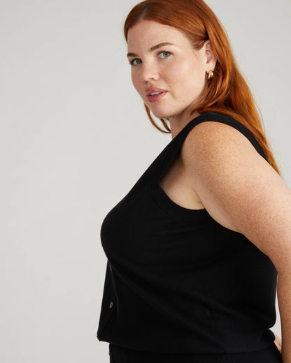 Savvy Fine Knit Cardigan Vest - Black