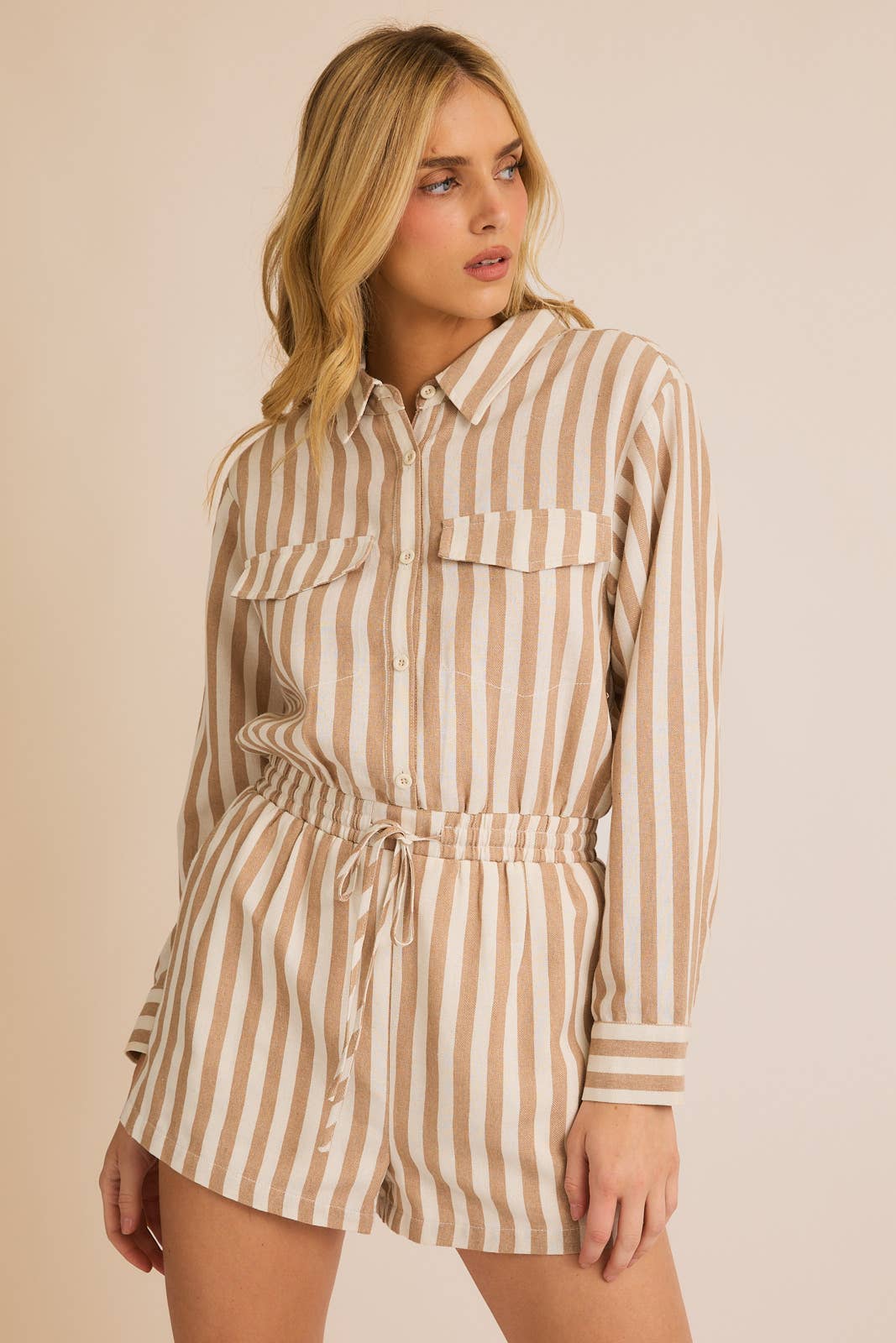 Long-Sleeve Button Down Romper