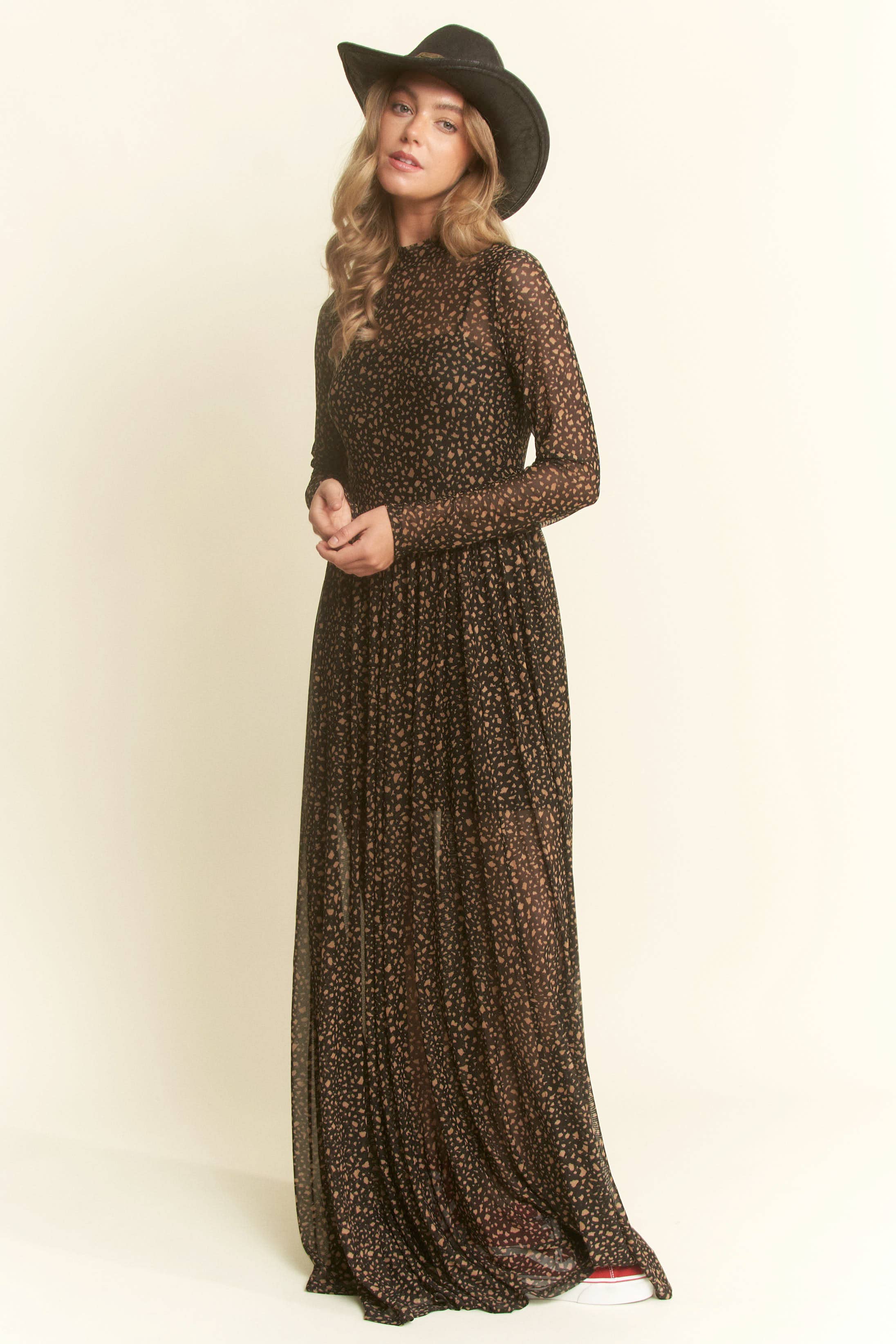 Animal Print Mesh Maxi Dress with Slip
