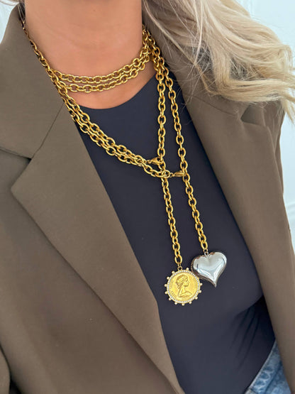 Two-Toned Heart Necklace