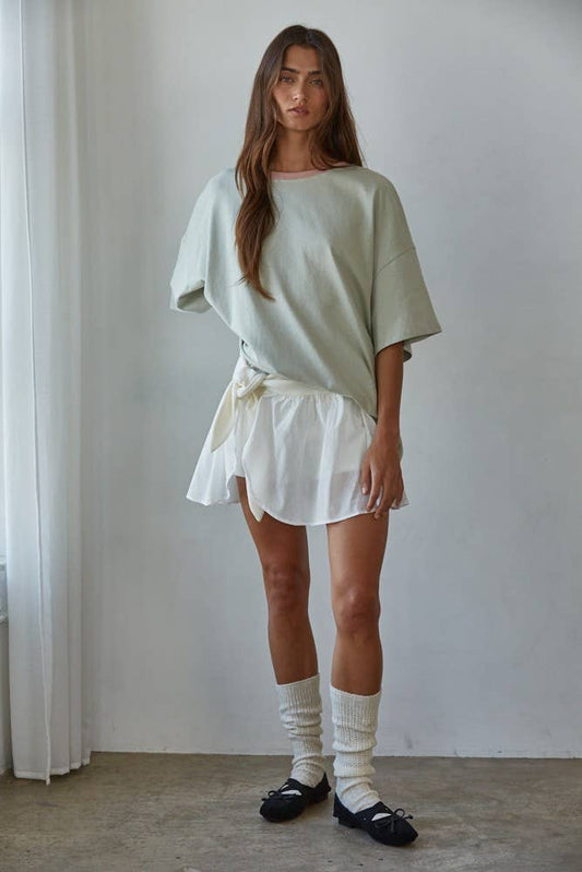 Oversized Contrast Crew Neck T-Shirt