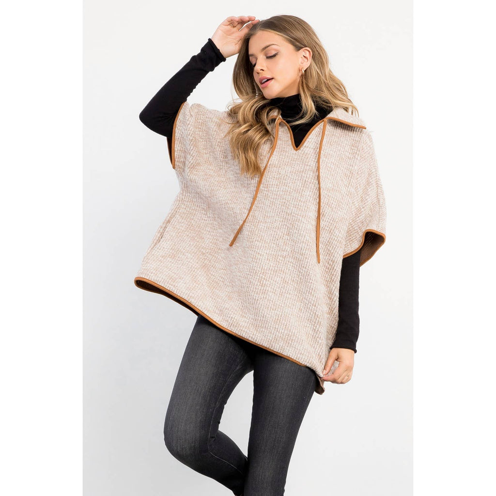 Sleeveless Collared Poncho