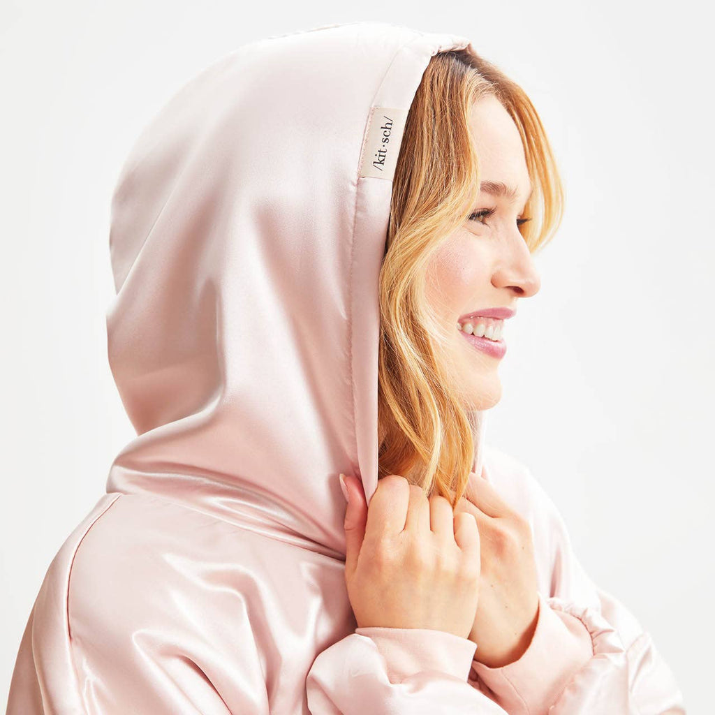 Glazey Satin Hoodie - Blush