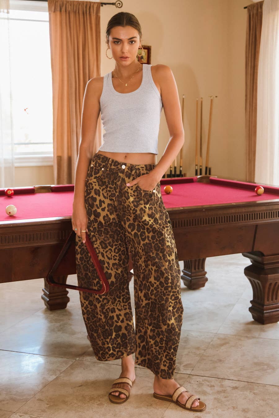 Leopard Barrel Jean