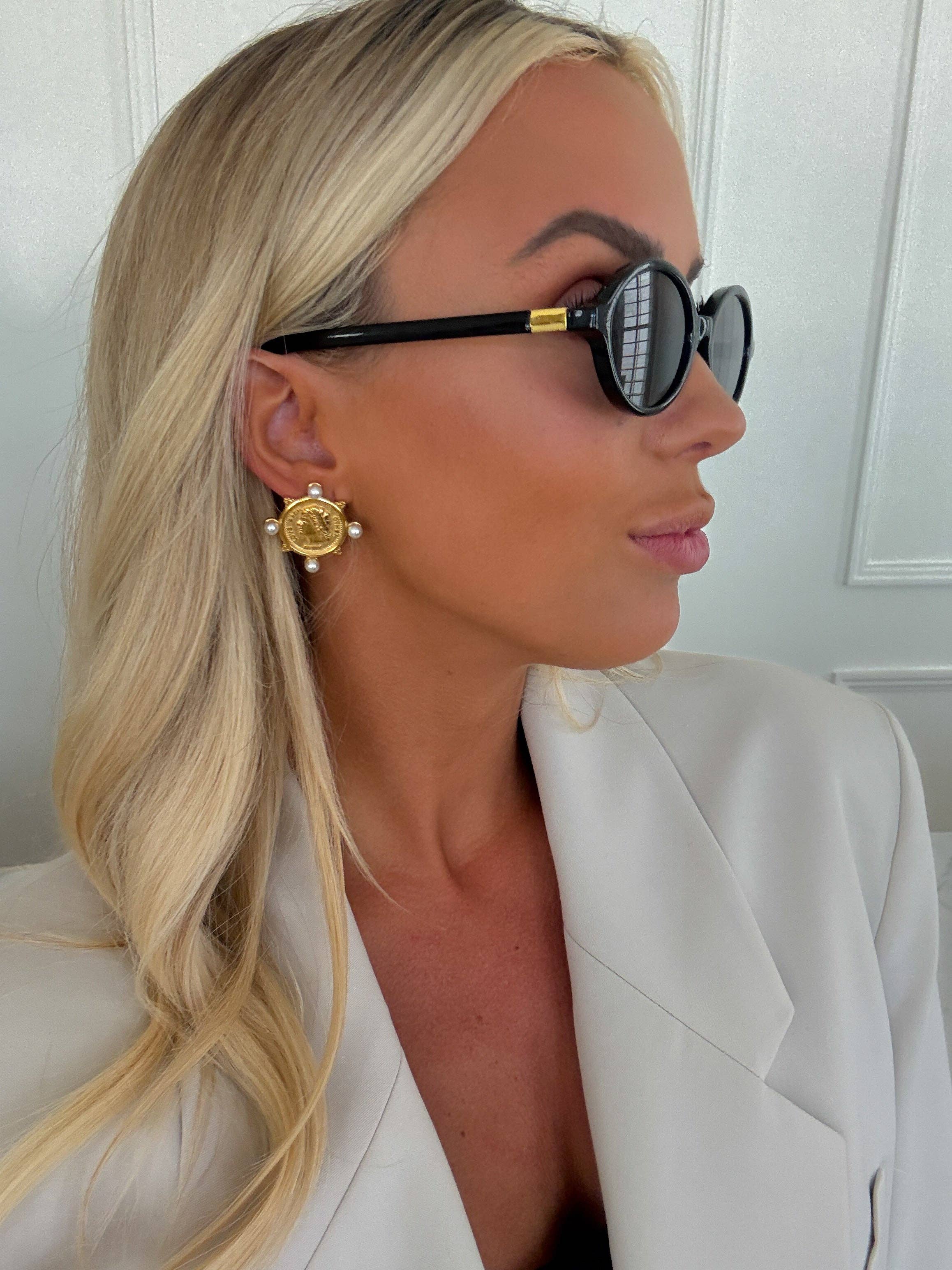 Pearl Coin Earrings
