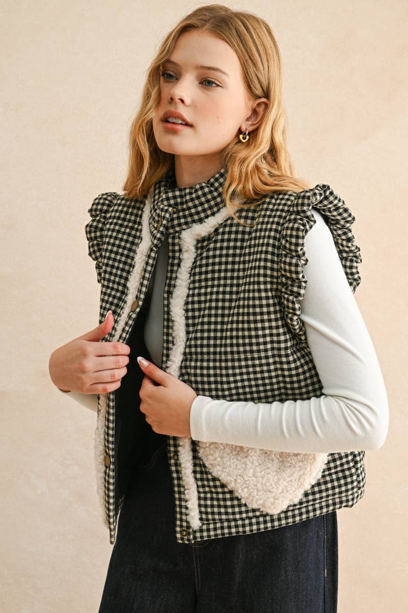 Gingham Heart-Pocket Vest