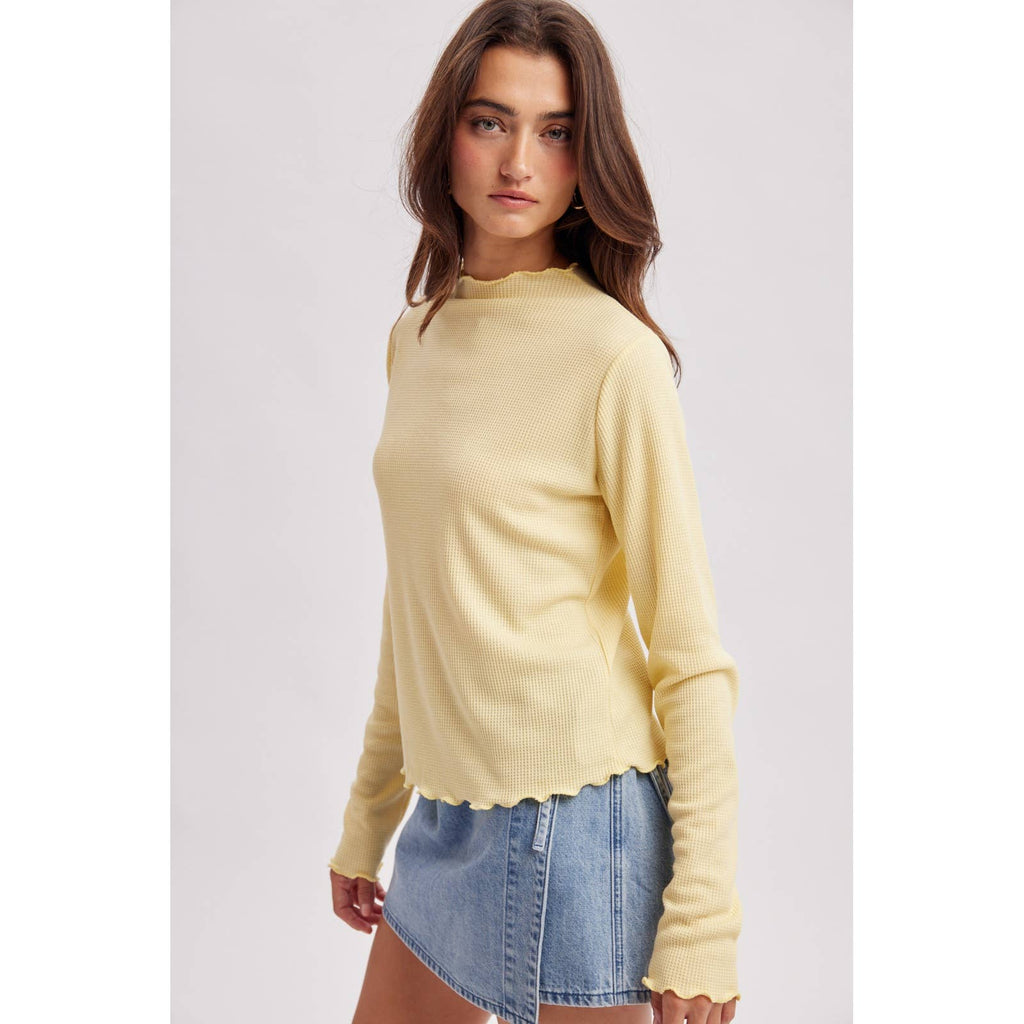 Daisy Waffle Knit Mock Neck Shirt
