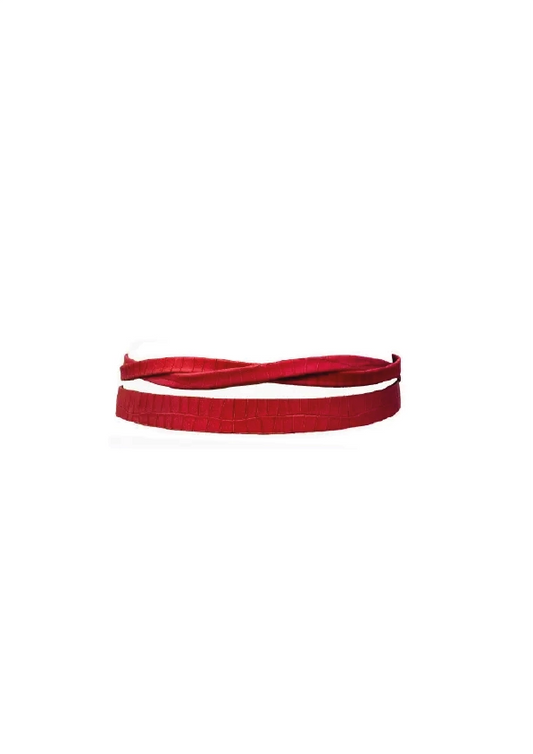 Skinny Wrap Belt - Red Croco