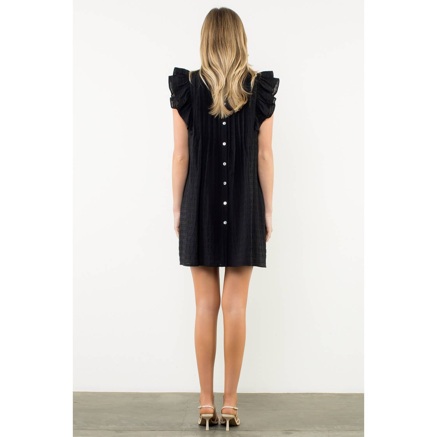 Flutter Sleeve Textured Dress