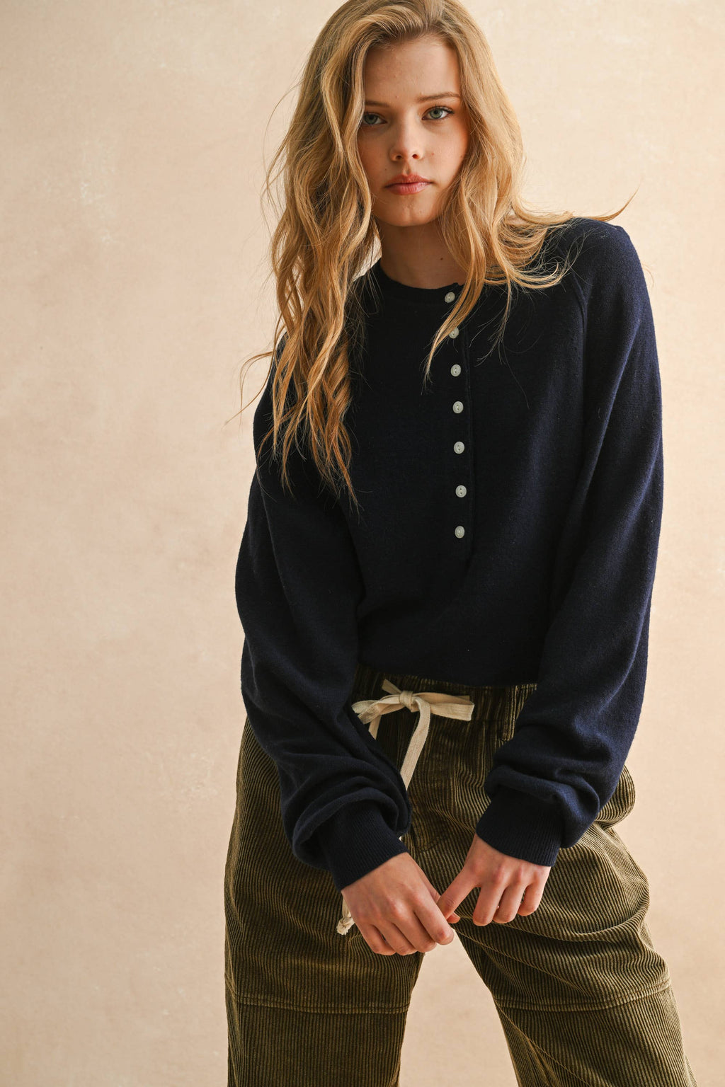 Half Button Front Sweater