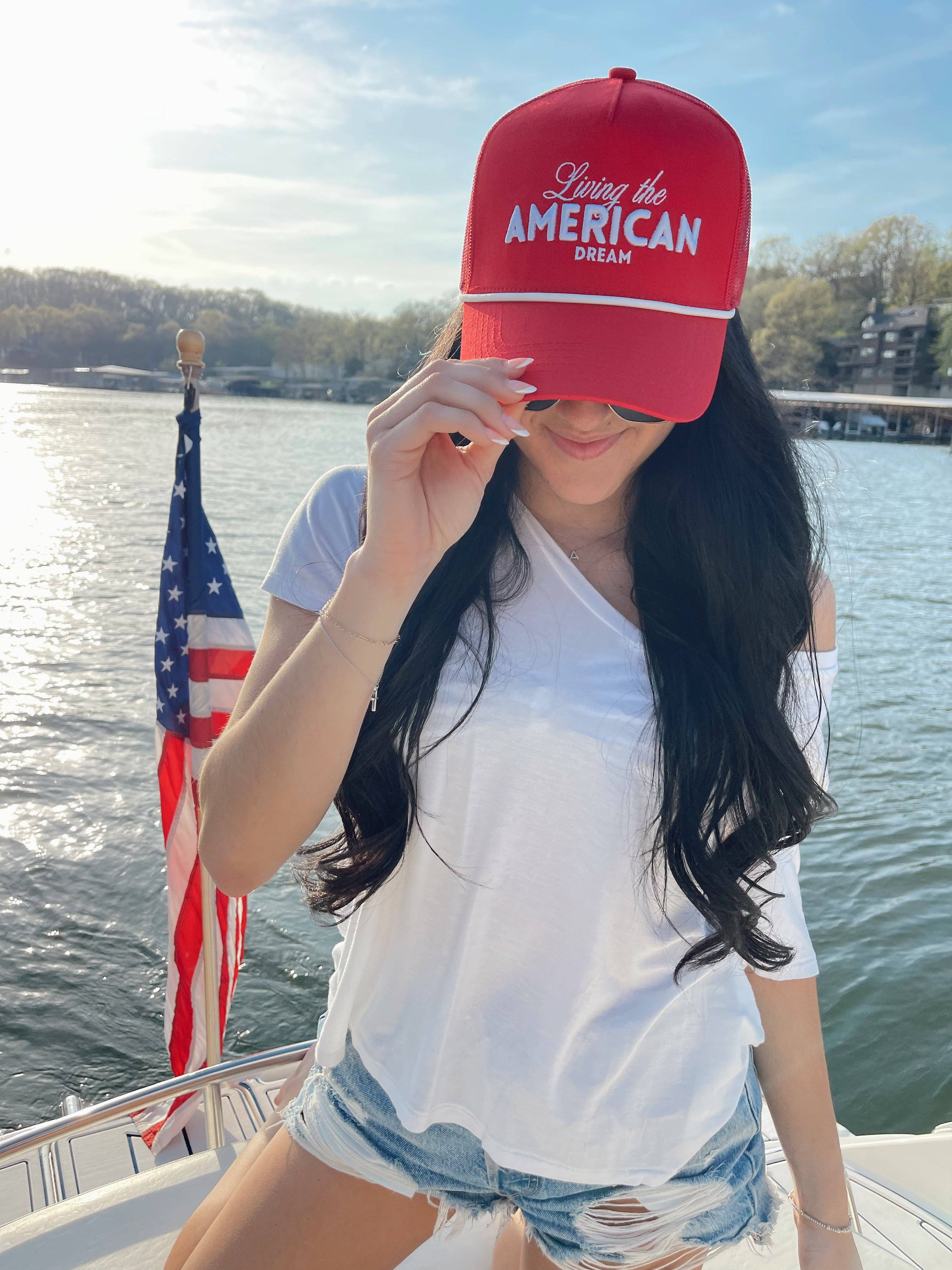 Living the American Dream | Red Vintage Trucker Hat