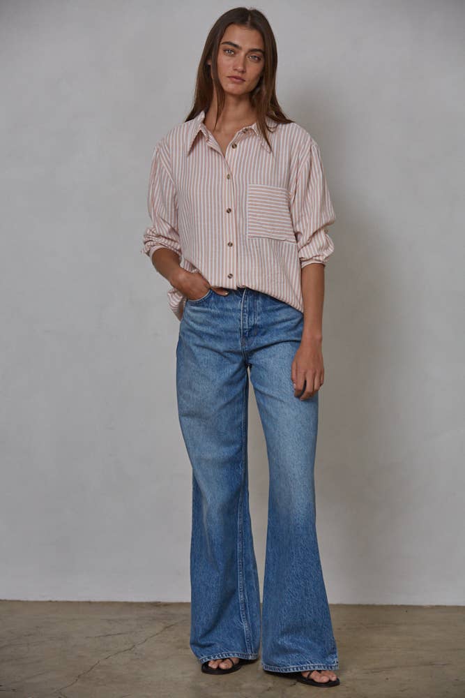 Striped Long-Sleeve Button Down