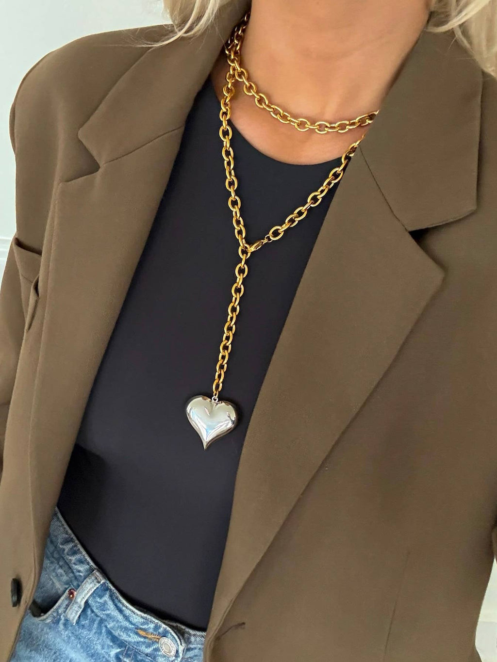 Two-Toned Heart Necklace