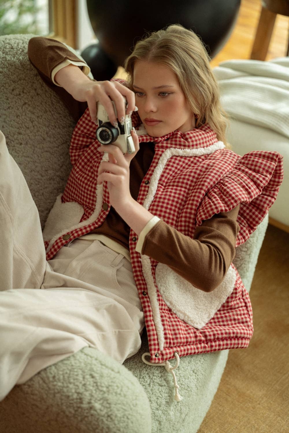 Gingham Heart-Pocket Vest