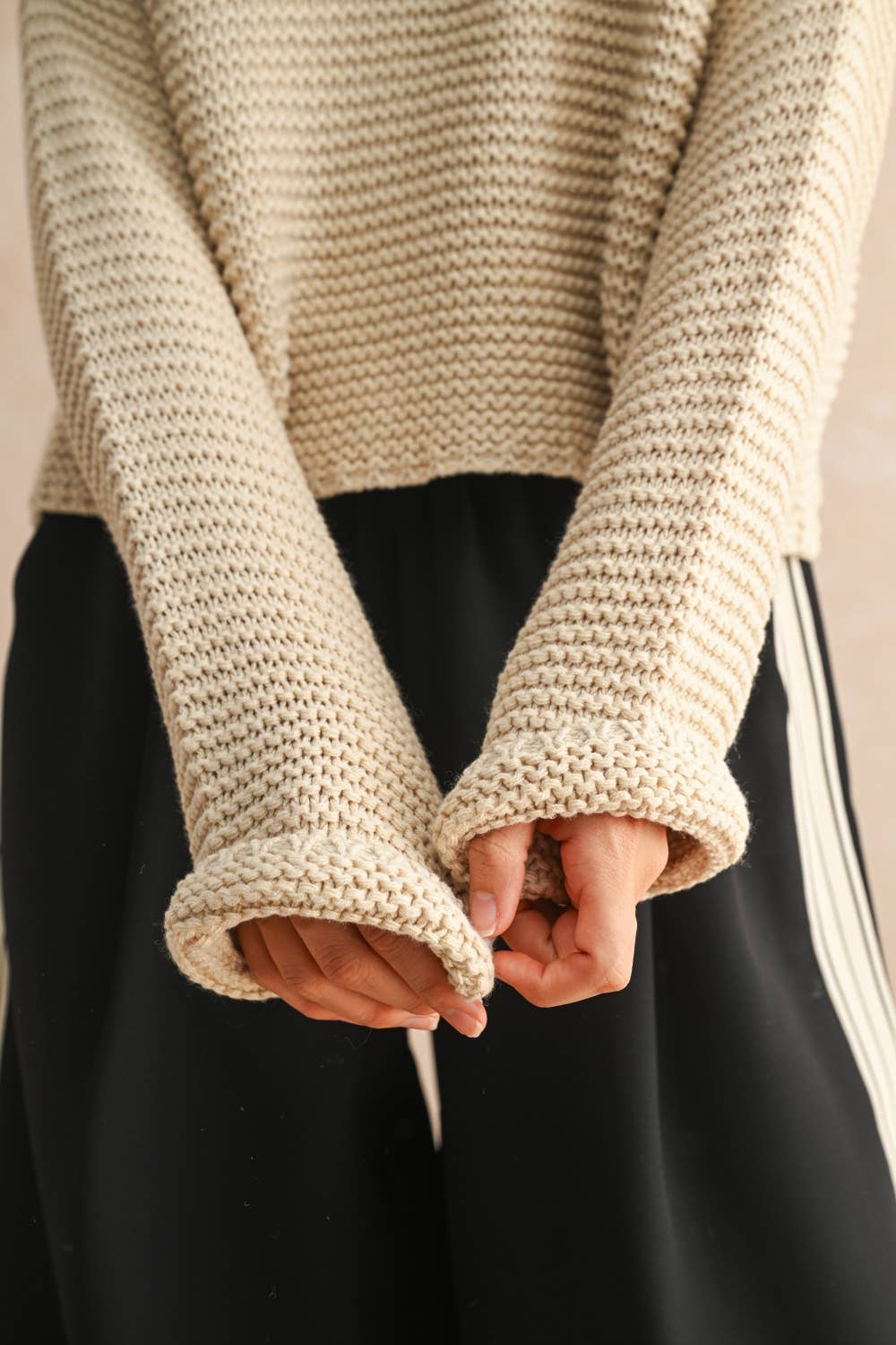 Cream Knitted Sweater Top