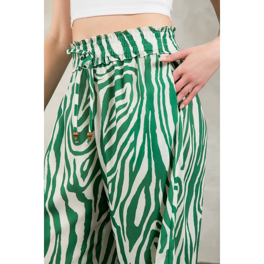 Zebra Print Wide Leg Pants